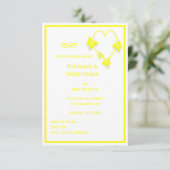 Geel Gekleurde Vlinders Hart Ontwerp Wedding RSVP Kaartje (Staand voorkant)