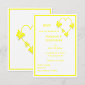 Geel Gekleurde Vlinders Hart Ontwerp Wedding RSVP Kaartje (Voorkant / Achterkant)