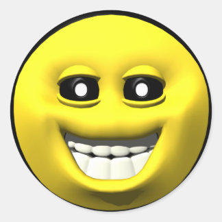 Geel gelukkig ronde sticker