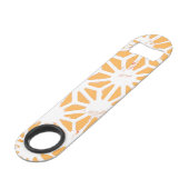 Geel geometrisch patroon speed flessenopener (Voorkant Gekanteld)