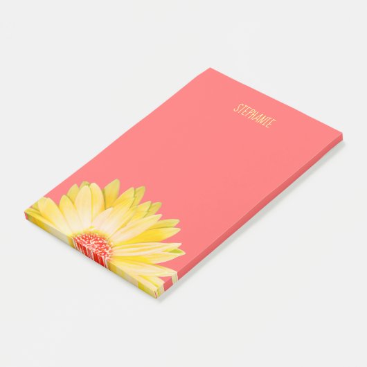Geel Gerbera Daisy op koraal Post-it® Notes (Schuin)