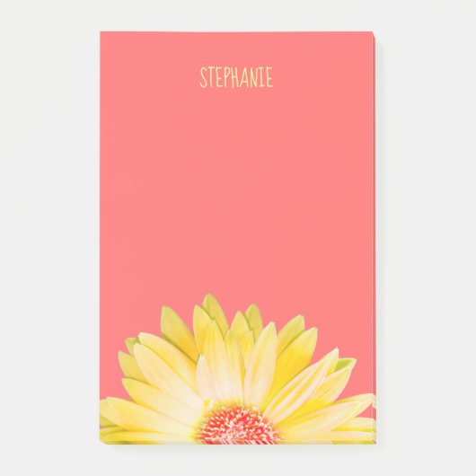 Geel Gerbera Daisy op koraal Post-it® Notes (Voorkant)