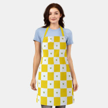 Geel geruit all-over print schort