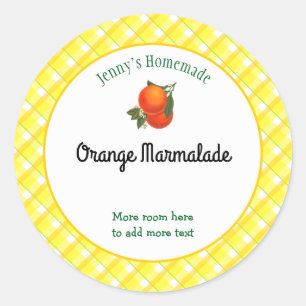 Geel geruit bewerkbaar oranje recept ronde sticker