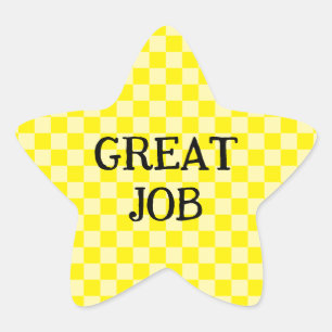 Geel Geruit Geweldig Werk Ster Sticker
