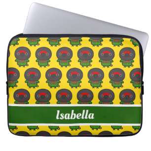Geel gestreepte lory laptop sleeve