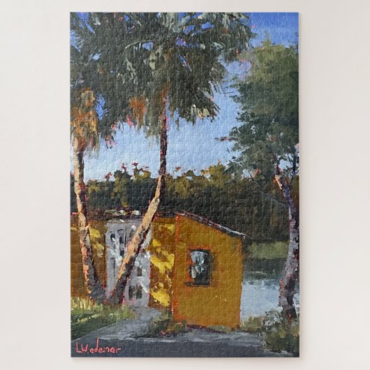 Geel Geviste Shack Impressionistic Uitdaging Legpuzzel (Verticaal)