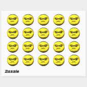 Geel gezicht dat boos is. ronde sticker (Vel)
