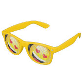 Geel Gezicht Emojo Party Emoticon Rave Retro Zonnebril (Gekanteld)