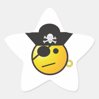 Geel Gezicht Piraat w / Pet, Oorbel, & Patch Ster Sticker