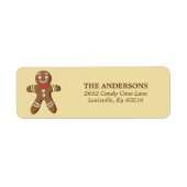 Geel Gingerbread Man Kerst Terug Adres Etiket (Voorkant)