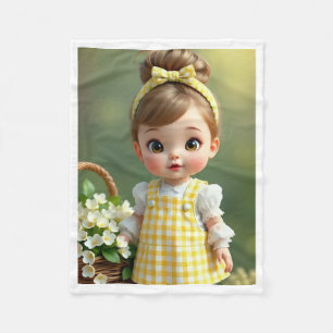 Geel Gingham Baby Doll Dekentje Fleece Deken
