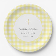 Geel Gingham Baby Doop Papier 