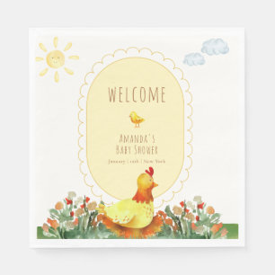 Geel Gingham Boerderij Kip Baby Shower Welkom  Servet