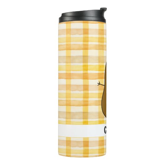 Geel Gingham Bruin Aardappel Custom Thermische Tum Thermosbeker (Gedraaid links)