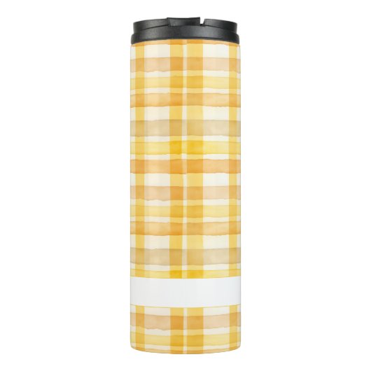 Geel Gingham Bruin Aardappel Custom Thermische Tum Thermosbeker (Achterkant)
