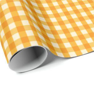 Geel Gingham Cadeaupapier
