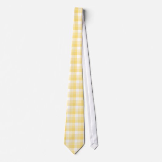 Geel Gingham Check Pattern. Stropdas (Voorkant)