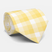 Geel Gingham Check Pattern. Stropdas (Opgerold)