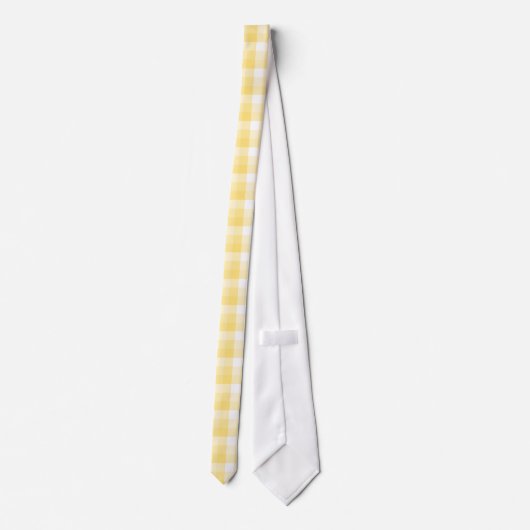 Geel Gingham Check Pattern. Stropdas (Achterkant)