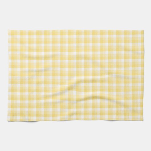 Geel Gingham Check Pattern. Theedoek (Horizontaal)