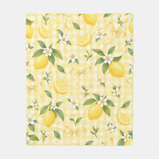 Geel Gingham Citroen Bloem Boog Patroon Fleece Deken