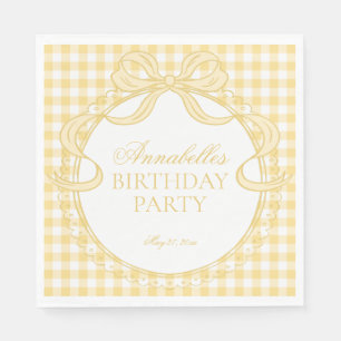 Geel Gingham Coquette Strik Verjaardagsfeest Desse Servet