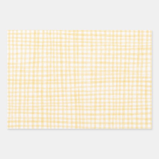 Geel Gingham Handgemaakt Patroon Mooie Aangepaste  Inpakpapier Vel (Voorkant)