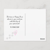 Geel Gingham Huisdierverlies Van Dierenarts Briefkaart (Achterkant)