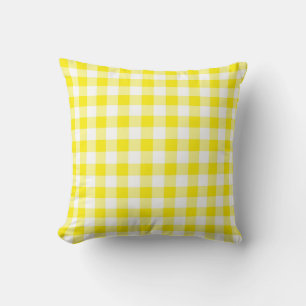 Geel Gingham Omkeerbaar Sierkussen
