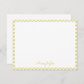 Geel gingham patroon gepersonaliseerde briefpapier notitiekaartje (Voorkant / Achterkant)