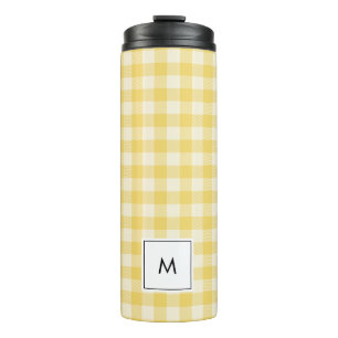 Geel Gingham Pset Monogram Thermal Tumbler Thermosbeker