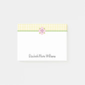 Geel Gingham Roze Bloemstuk Persoonlijk Post-it® Notes (Voorkant)