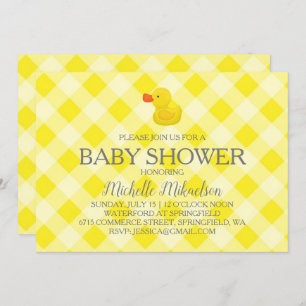 Geel Gingham Rubber Duckie Baby shower Kaart