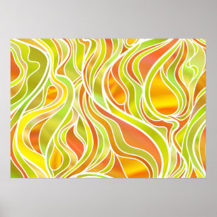 Geel Glas in lood Abstract Poster