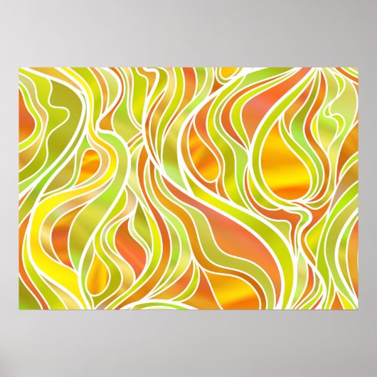 Geel Glas in lood Abstract Poster (Voorkant)