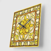 Geel Glas in lood Vierkante Klok (Hoek)