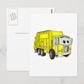 Geel Glimlachende Vuilniswagen Cartoon Briefkaart (Voorkant / Achterkant)