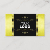 Geel Glitter Golden Ornamenten Black met Logo Visitekaartje (Voorkant)