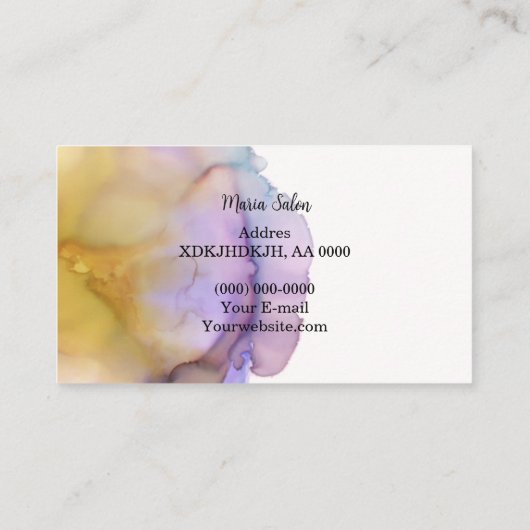 Geel glittergoud waterverf Visitekaartje (Achterkant)