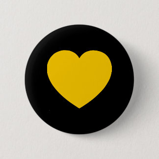 Geel Gold Heart op zwart Ronde Button 5,7 Cm