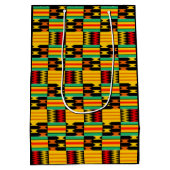 Geel-Gold Red Black Comb Kente Gift Bag Medium Cadeauzakje (Achterkant)