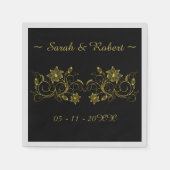 Geel Gold-script op zwarte achtergrond Servet (Voorkant)