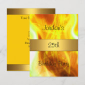 Geel goud 25e verjaardag kaart (Voorkant / Achterkant)