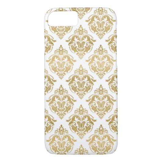 Geel Goud Bloemen Damast Geometrisch Patroon Case-Mate iPhone Case (Achterkant)