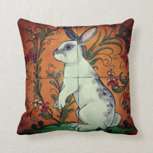 Geel Goud Bunny Spot Rabbit Floral Tile Kussen