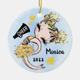 Geel goud Cheerleader Girl Ornament Blonde Hair