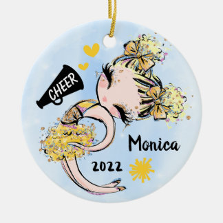 Geel goud Cheerleader Girl Ornament Blonde Hair