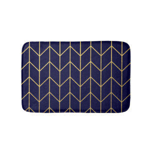 Geel goud Chevron Navy Blue Modern Chic Badmat