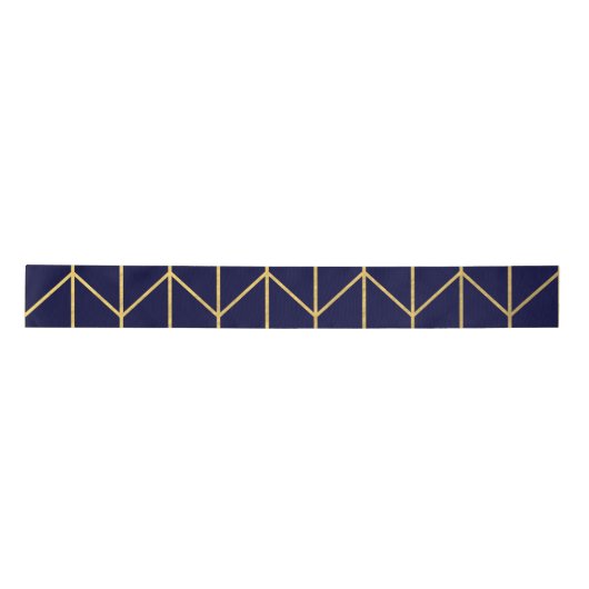 Geel goud Chevron Navy Blue Modern Chic Lint (Voorkant)
